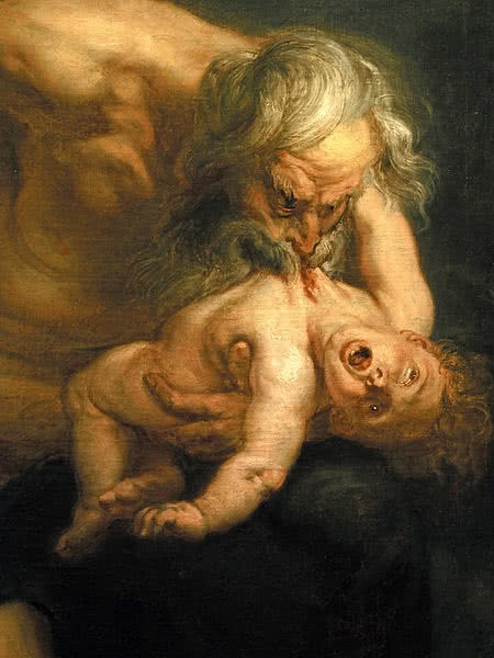 A imagem é uma representação de Cronos devorando seu filho